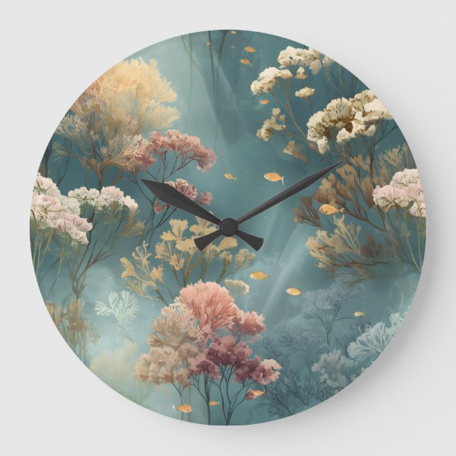 Reloj de pared botánico submarino soñador (Anverso)