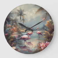 Reloj de pared botánico vintage de lujo Flamingo L