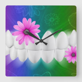 Reloj de pared brillante blanco del dentista de