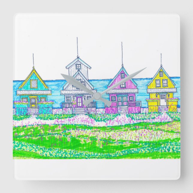 Reloj de pared brillante de Beach Cottage (Anverso)
