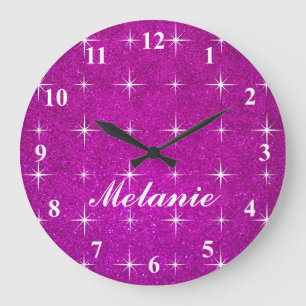 Reloj de pared brillante rosado femenino del