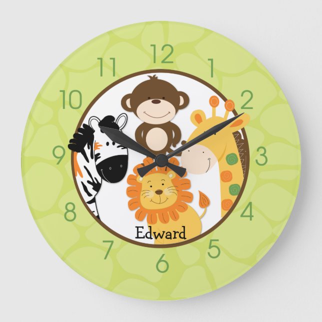 Reloj de pared brillante safari jungla (Anverso)