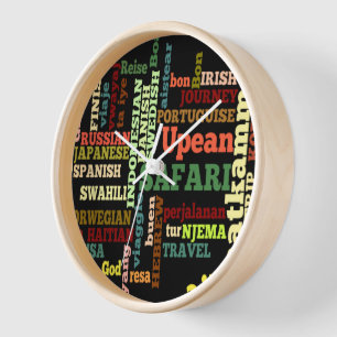 Reloj De Pared Buen Viaje Italiano Irlandés Safari Japonés