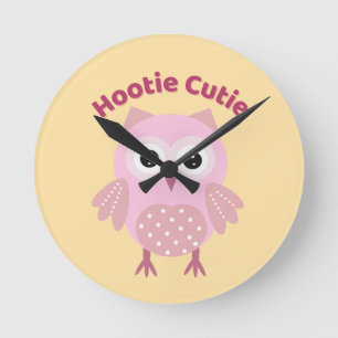 Reloj de pared búho rosa Hootie Cutie