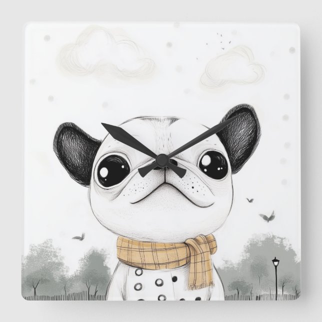 Reloj de Pared Bulldog Francés Chic (Anverso)