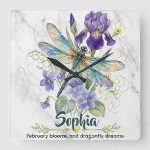 Reloj de pared C Flor de nacimiento de febrero Iri