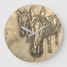 Reloj de pared Caballos en sepia