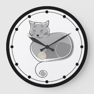 Reloj de pared caprichoso del gato