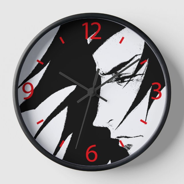 Reloj De Pared Carácter manga eólico soplar anime de pelo (Anverso)