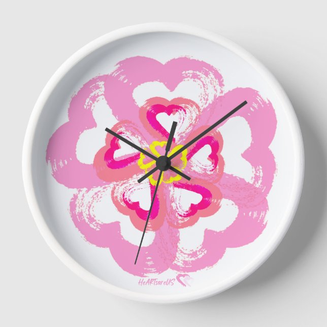 Reloj de pared cardíaca en flor (Anverso)