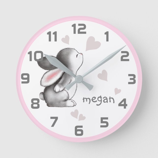 Reloj de pared cardíaca gris rosado (Anverso)