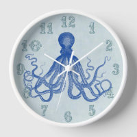 Casa de playa náutica de Octopus azul vintage