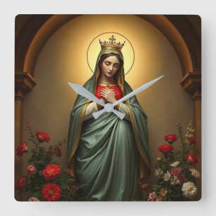Reloj de pared católico María Reina del Cielo