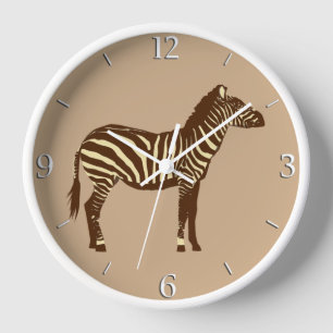Reloj De Pared Cebra - Marrón Chocolate y Camello Beige