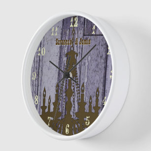 Reloj De Pared Chandelier Old Rustic Purple Wood personalizada