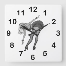 Reloj de pared Chicas de pinza blanca negra (19)