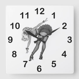 Reloj de pared chicas pinUp negro blanco (19)