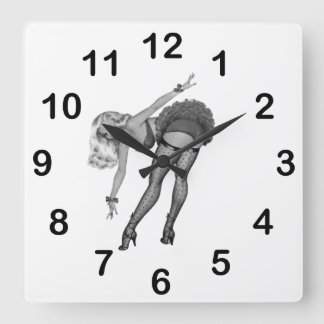 Reloj de pared chicas pinUp negro blanco (19)