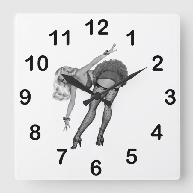 Reloj de pared chicas pinUp negro blanco (19) (Anverso)