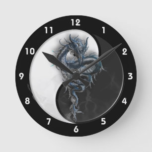 Reloj de pared chino del dragón de Yin Yang