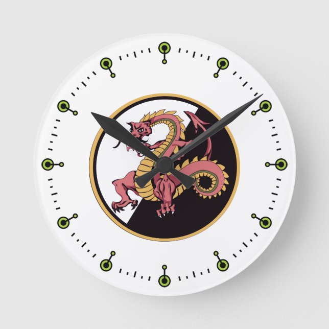 Reloj de pared chino negro del dragón (Anverso)