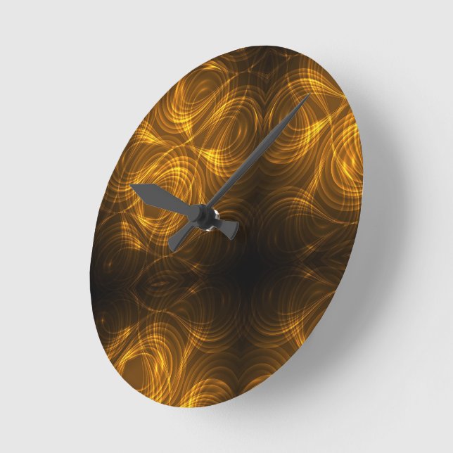 Reloj de pared circular con patrones dorados arrem (Ángulo)
