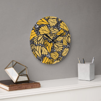 Reloj de pared circular estampado mariposa monarca