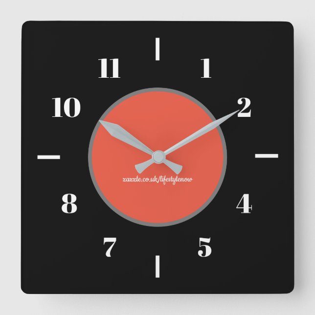 Reloj de pared -Círculo O/R de fondo negro moderno (Anverso)