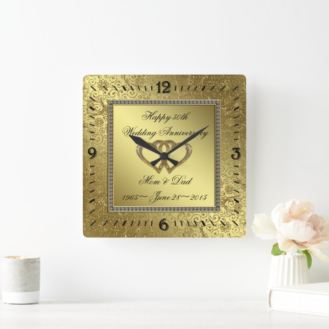 Reloj de pared clásico de bodas de oro (Hogar)