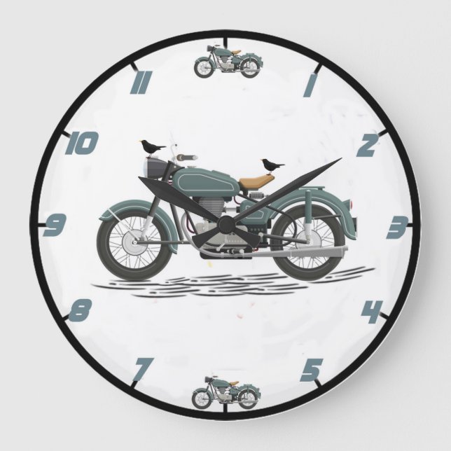 Reloj de pared clásico de la motocicleta (Anverso)