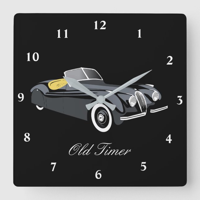 Reloj de pared clásico del coche jaguar 'Old Timer (Anverso)