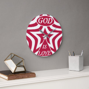 Reloj de pared clásico Dios es Amor Estrella Rojo