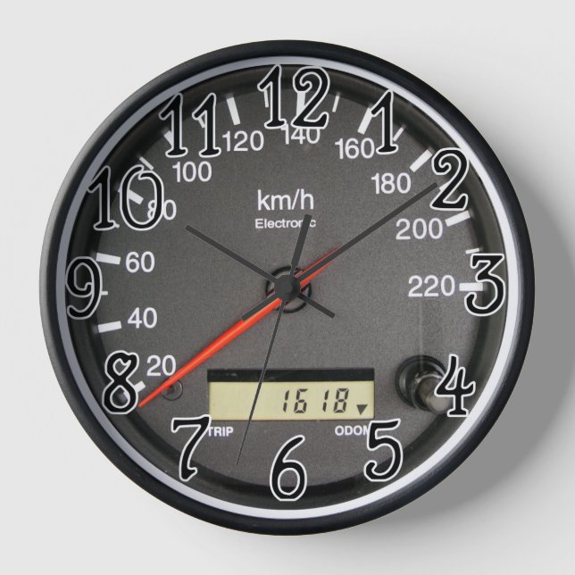 Reloj De Pared Coche de Carreras Odometer diseño Wall Clock (Anverso)