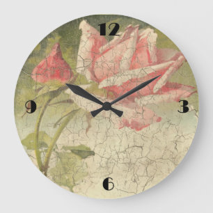 Reloj de pared color de rosa rosado del vintage