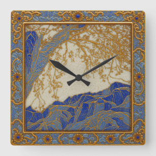 Reloj de pared color oro plata lapislázuli Alpes f