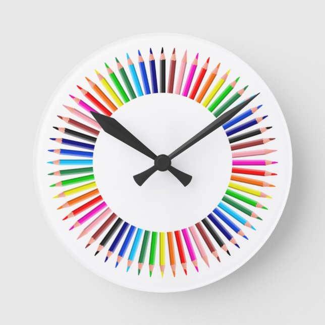 Reloj de pared coloreado del lápiz (Anverso)