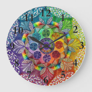 Reloj de pared colorido de la mandala