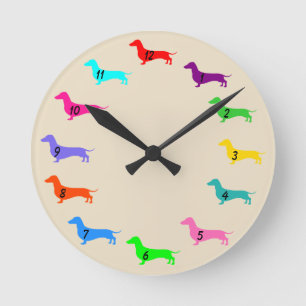 Reloj de pared colorido del Dachshund