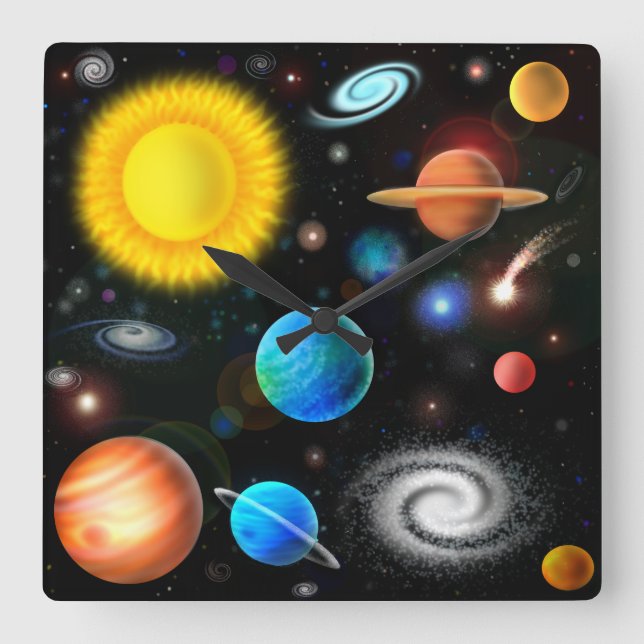 Reloj de pared colorido del espacio de la (Anverso)