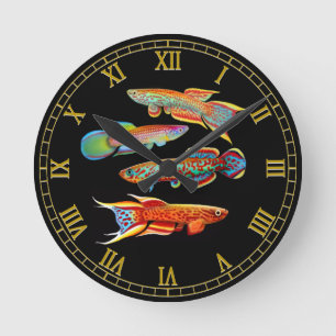 Reloj de pared colorido del Killifish