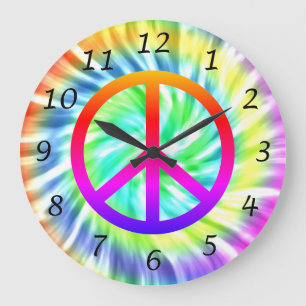 Reloj de pared colorido del signo de la paz del