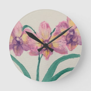 Reloj de pared con adorables orquídeas de mi pintu