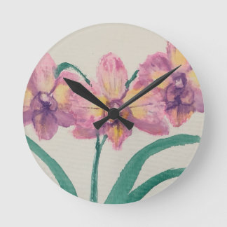 Reloj de pared con adorables orquídeas de mi pintu
