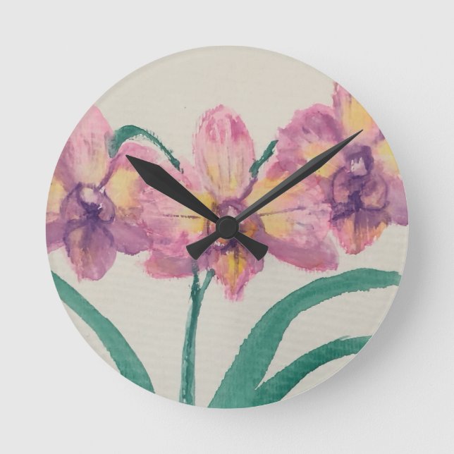 Reloj de pared con adorables orquídeas de mi pintu (Anverso)