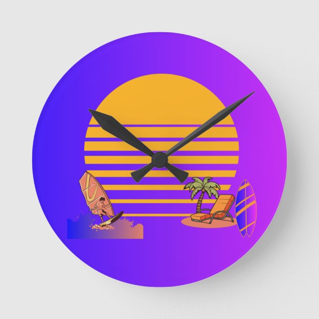 Reloj de pared con albornoces de playa y sol (Anverso)