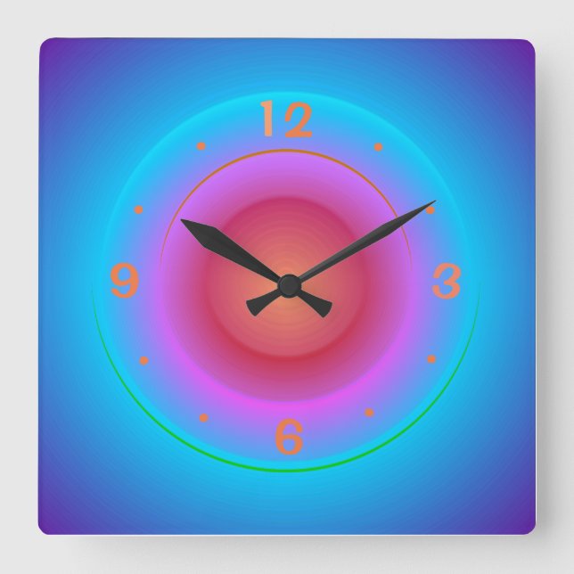 Reloj de pared con anillos iluminados azul aguamar (Anverso)