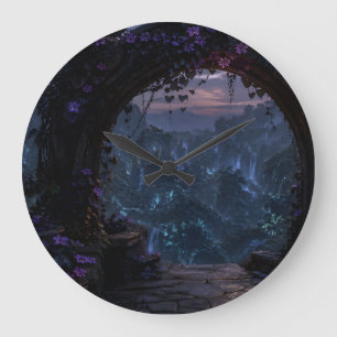 Reloj de pared con arco de luna de glicina