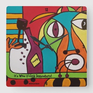 Reloj de pared con arte Wine O-clock
