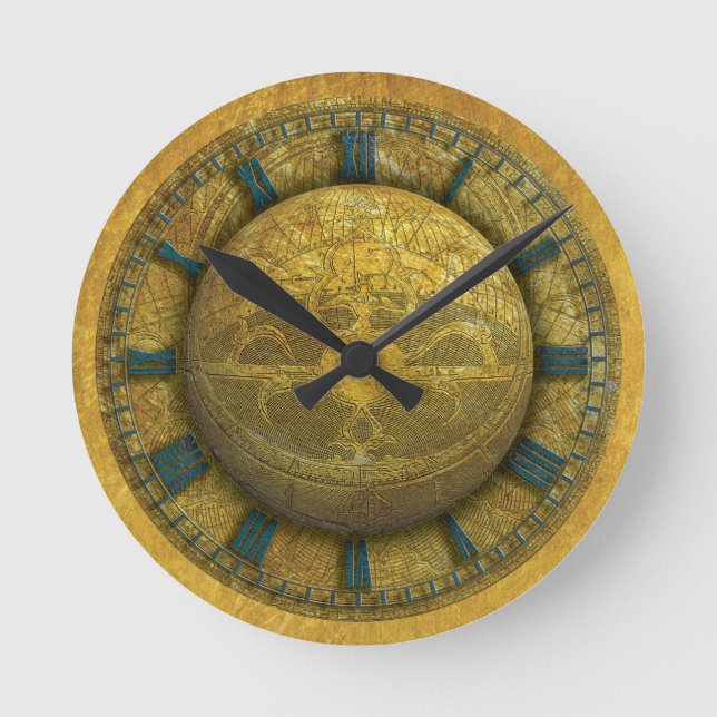 Reloj de pared con Astrolab y Textura de oro (Anverso)