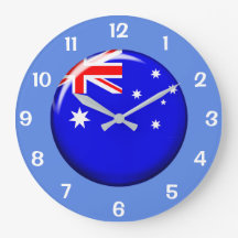 Reloj de pared con bandera botón australiana hermo